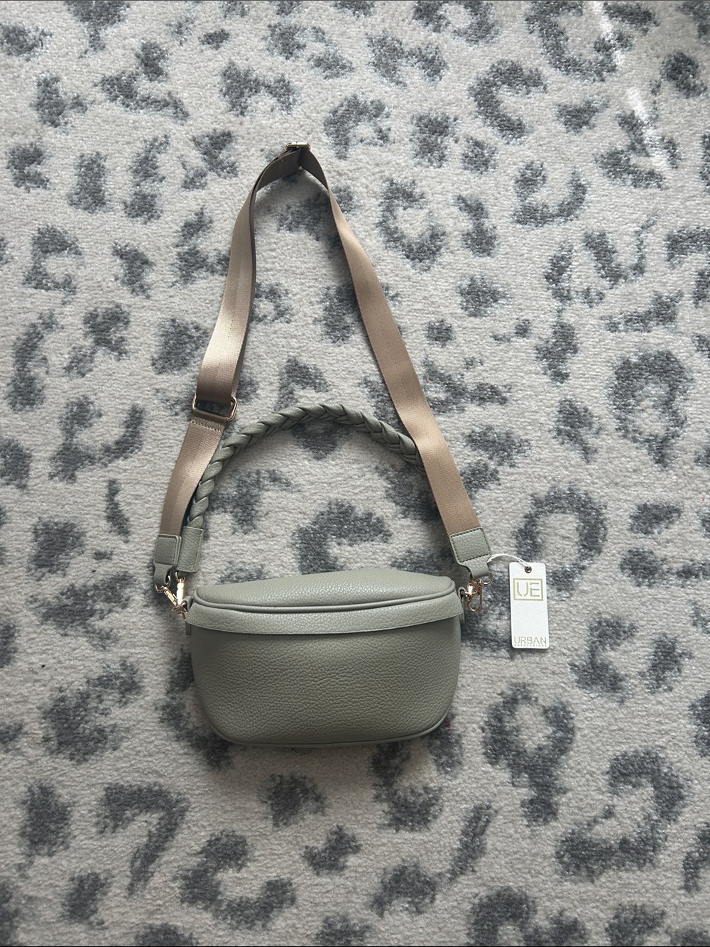 Laney Urban Expressions Sage Green Crossbody with Braided Handle and Wide Strap